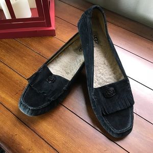 UGG Black Moccasin with Fringe
